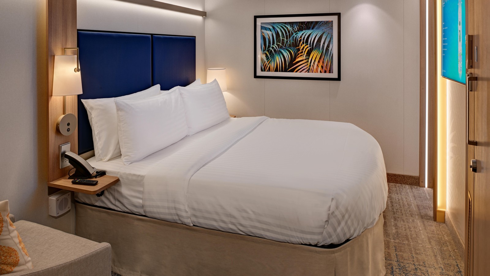Cabine Interior Plus d'Icon of the Seas, photographie officielle Royal Caribbean. Configuration à confirmer.